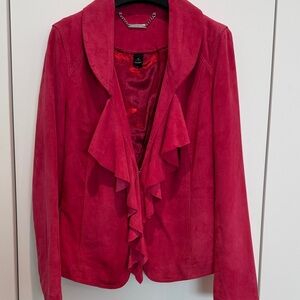 White House Black Market Vibrant color Suede Ruffled Blazer size S